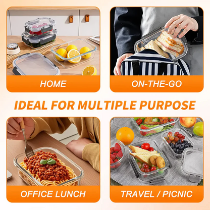 10 Pack BPA-Free GlassFood Storage ContainersLeak Proof Lids