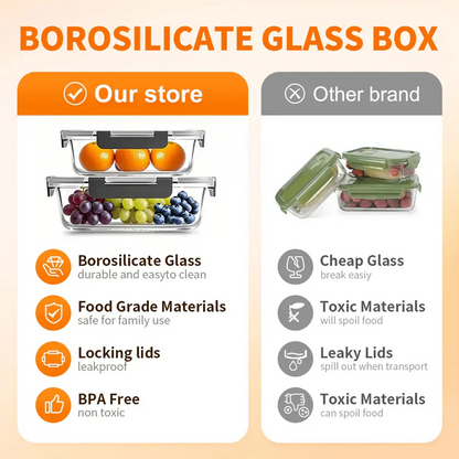 10 Pack BPA-Free GlassFood Storage ContainersLeak Proof Lids