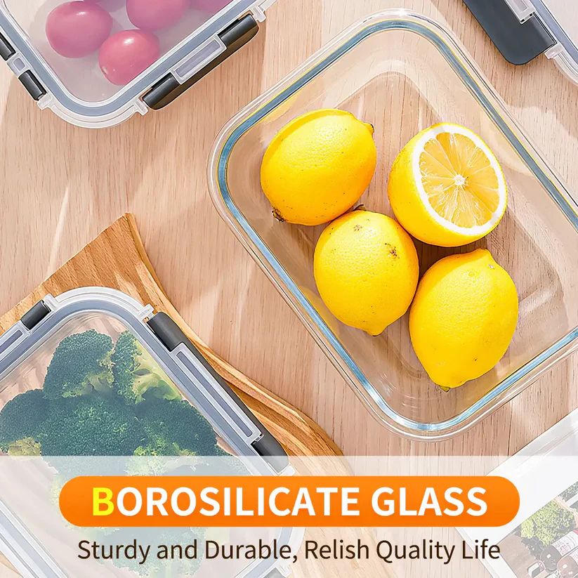 10 Pack BPA-Free GlassFood Storage ContainersLeak Proof Lids