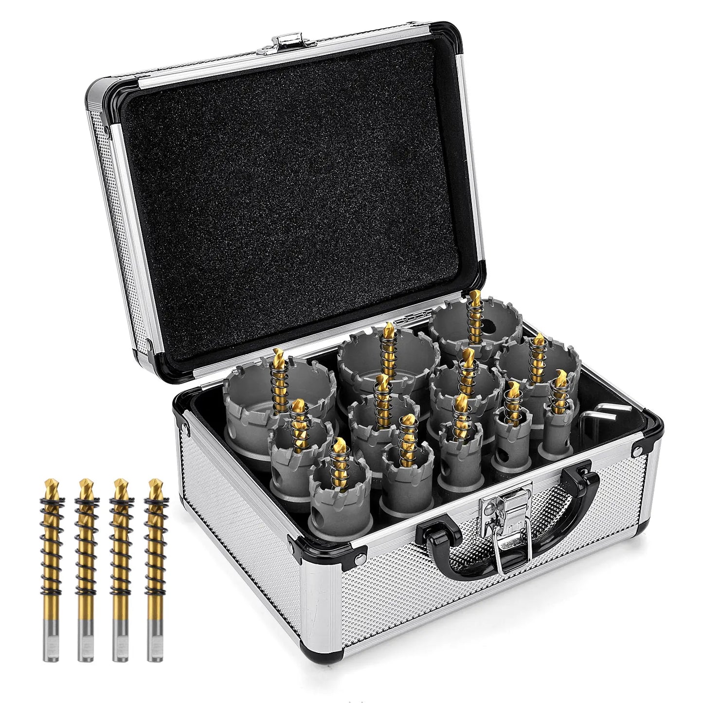Carbide TCT Hole Saw Kit 5/8"-2-1/4" for Precision Cutting Stainless Steel Iron Copper Brass