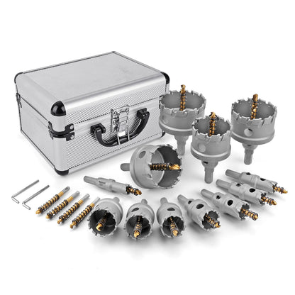Carbide TCT Hole Saw Kit 5/8"-2-1/4" for Precision Cutting Stainless Steel Iron Copper Brass