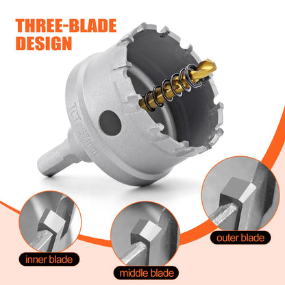 Carbide TCT Hole Saw Kit 5/8"-2-1/4" for Precision Cutting Stainless Steel Iron Copper Brass