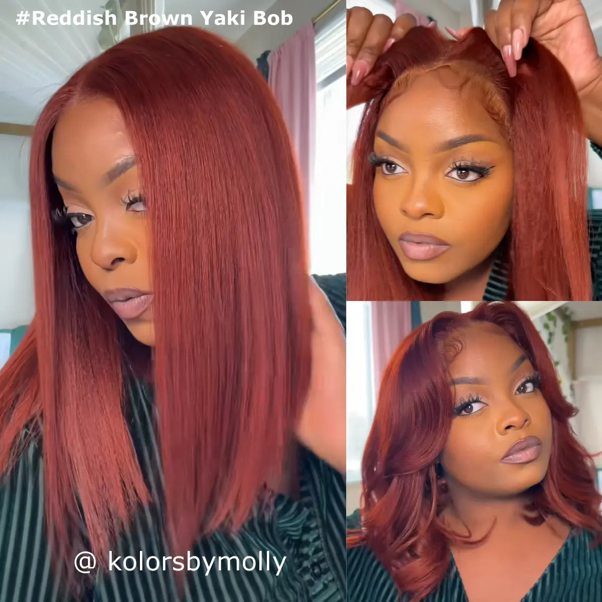Glueless Yaki Straight Bob Wig 7x5 HD Lace Human Hair