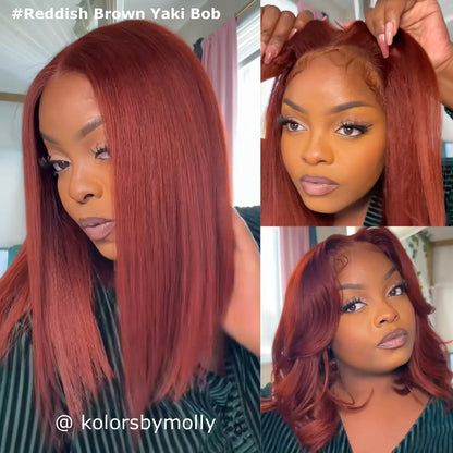 Glueless Yaki Straight Bob Wig 7x5 HD Lace Human Hair