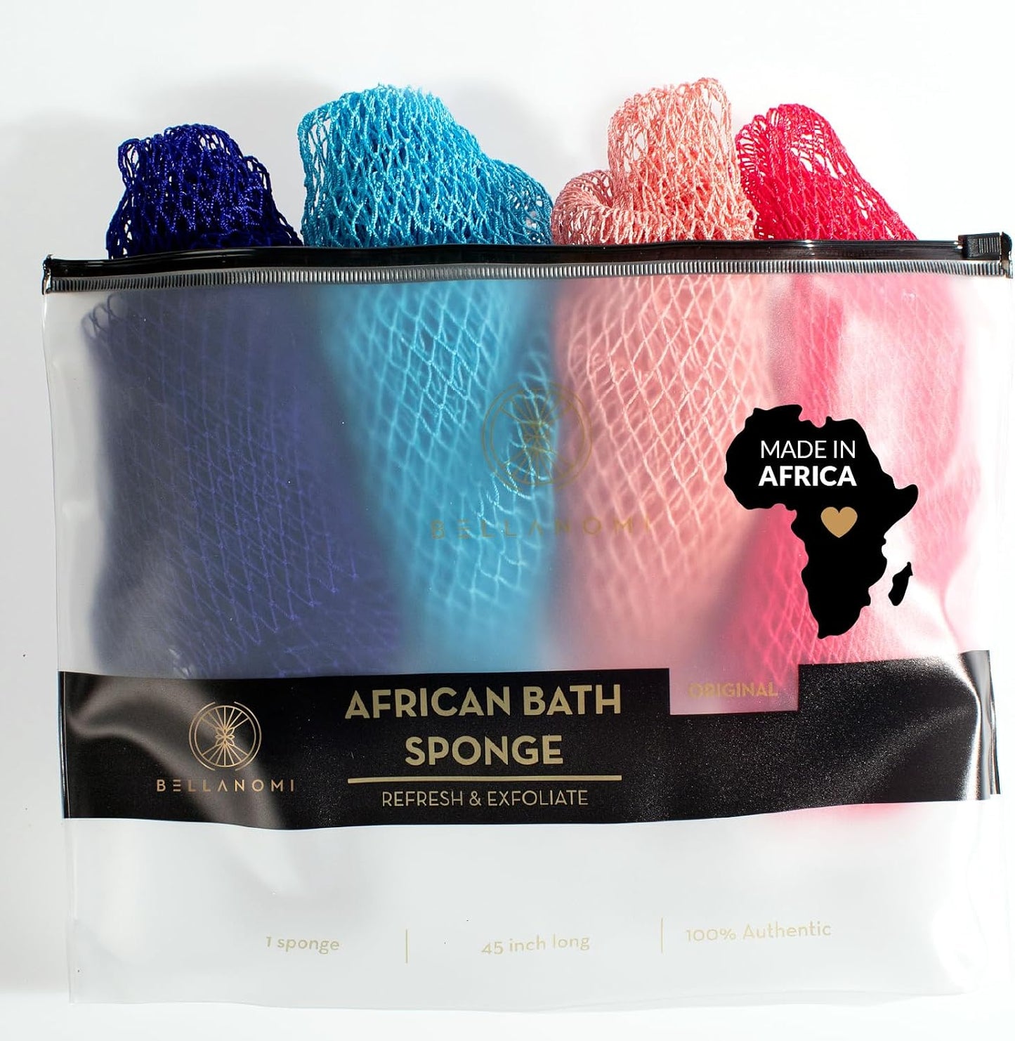 4-Piece Set African Exfoliating Bath Net / Long Bath Sponge