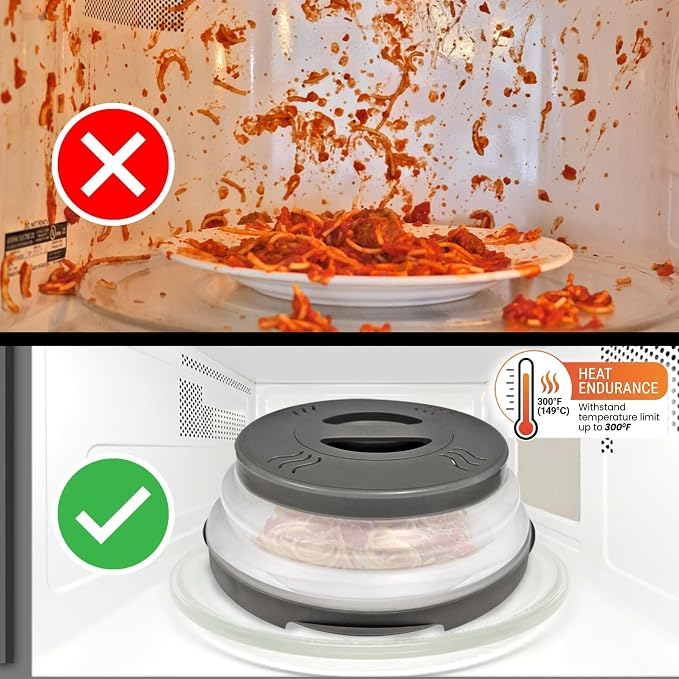 Magnetic Microwave Splatter Cover — 12-Inch Collapsible