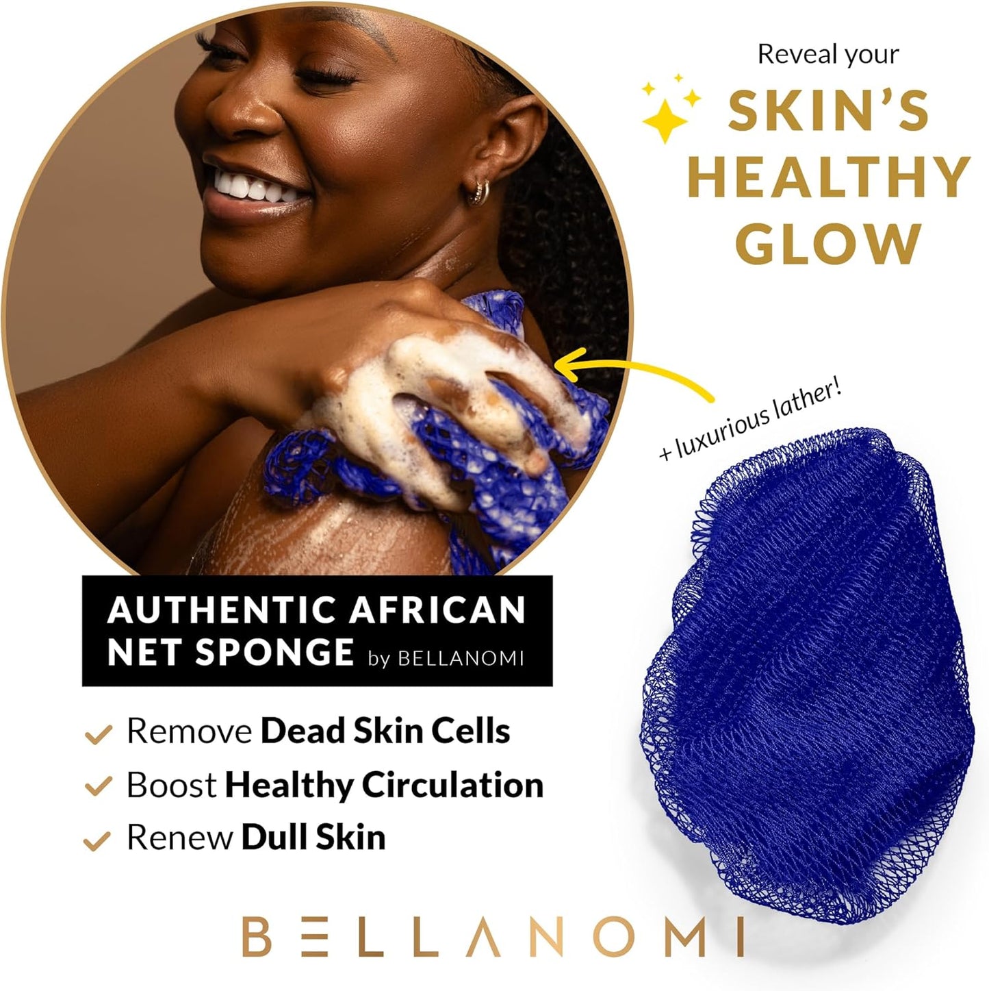 4-Piece Set African Exfoliating Bath Net / Long Bath Sponge