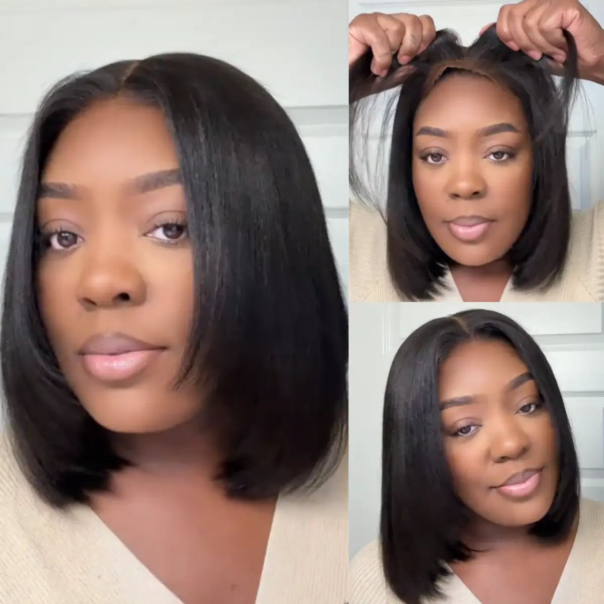 Glueless Yaki Straight Bob Wig 7x5 HD Lace Human Hair