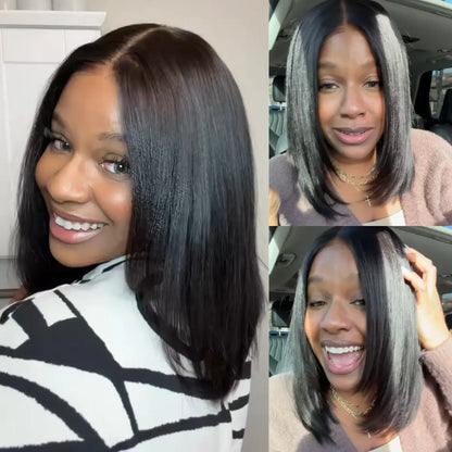 Glueless Yaki Straight Bob Wig 7x5 HD Lace Human Hair