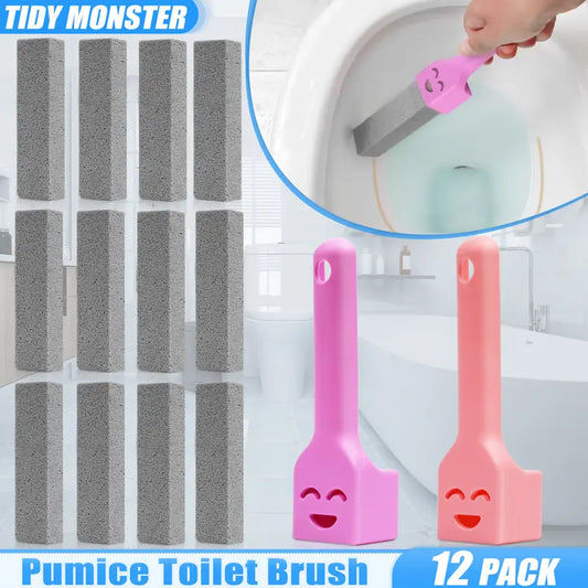 12-Pack Long Handle Pumice Stone Toilet Cleaner for Limescale & Stain Removal