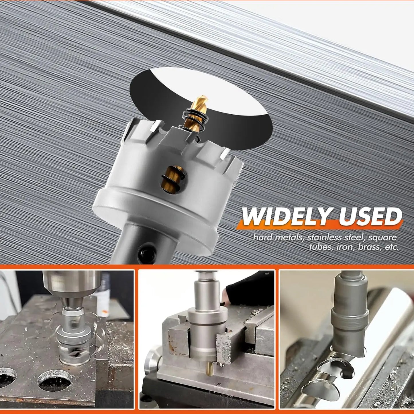 Carbide TCT Hole Saw Kit 5/8"-2-1/4" for Precision Cutting Stainless Steel Iron Copper Brass